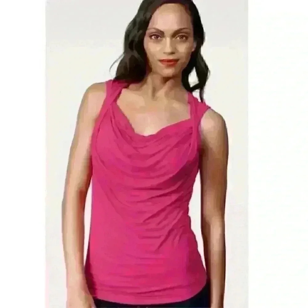 CAbi Cowl Neck Tank Pink Petunia Size L